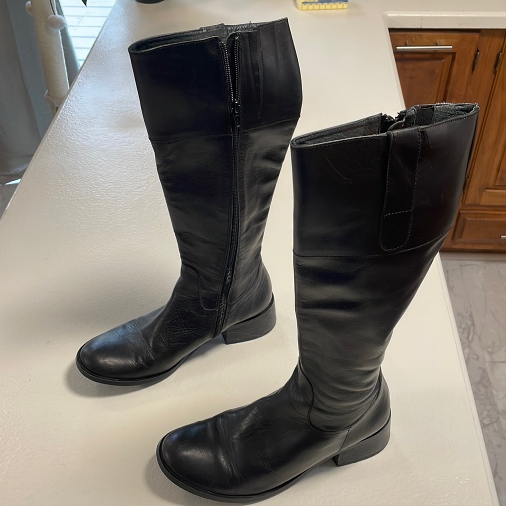 salamander matte black leather boots size 7